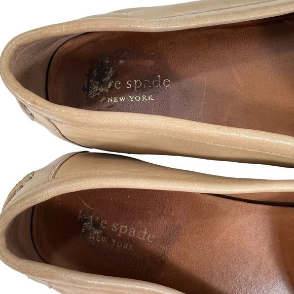 Kate Spade Carson Leather Loafers Beige Tan Flats Driving Shoes - Picture 6 of 10